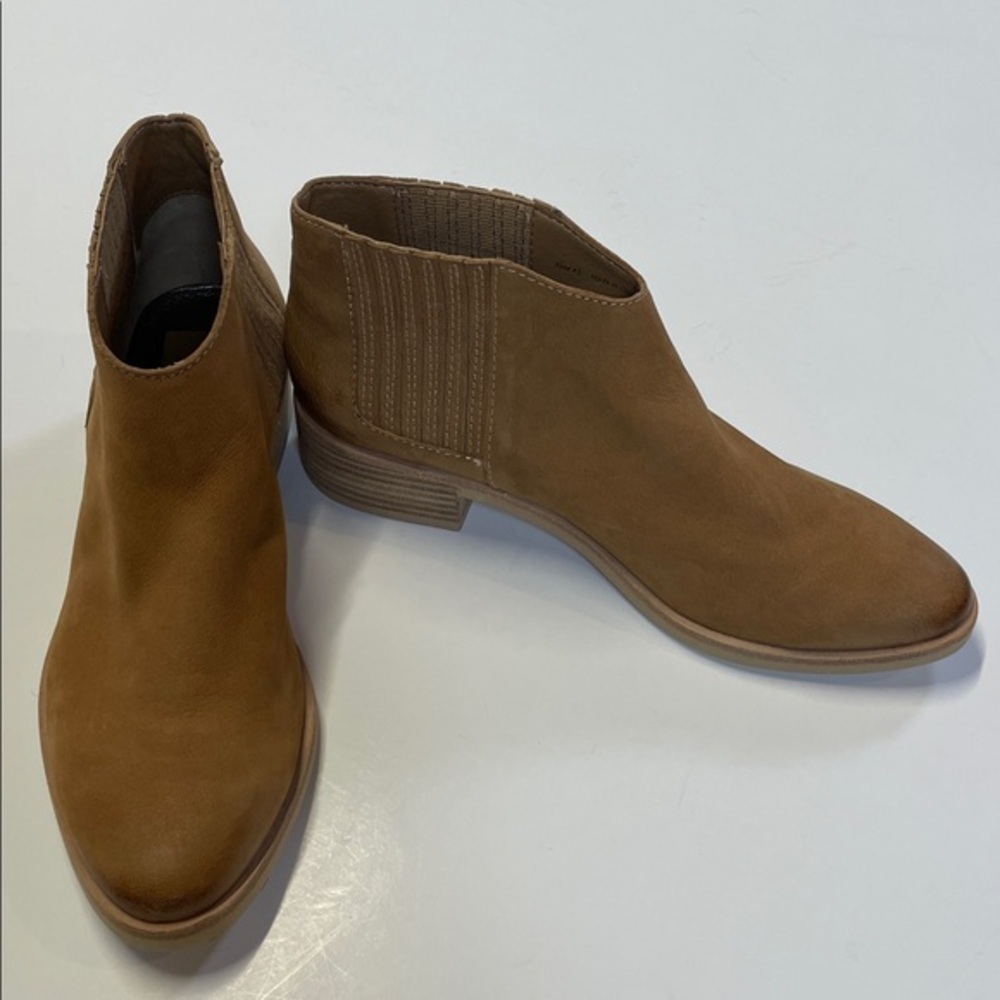 Dolce Vita Tan Leather Chelsea Ankle Boots Women Slip On Booties Size 8.5 - Picture 2 of 11